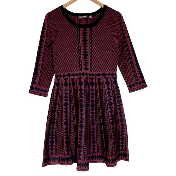 NINA LEONARD Geometric Fit and Flare Sweater Dress - Picture 3 of 4